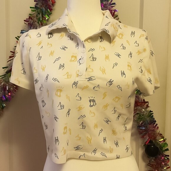 Forever 21 Tops - Forever 21 Volt Signs Cropped Polo